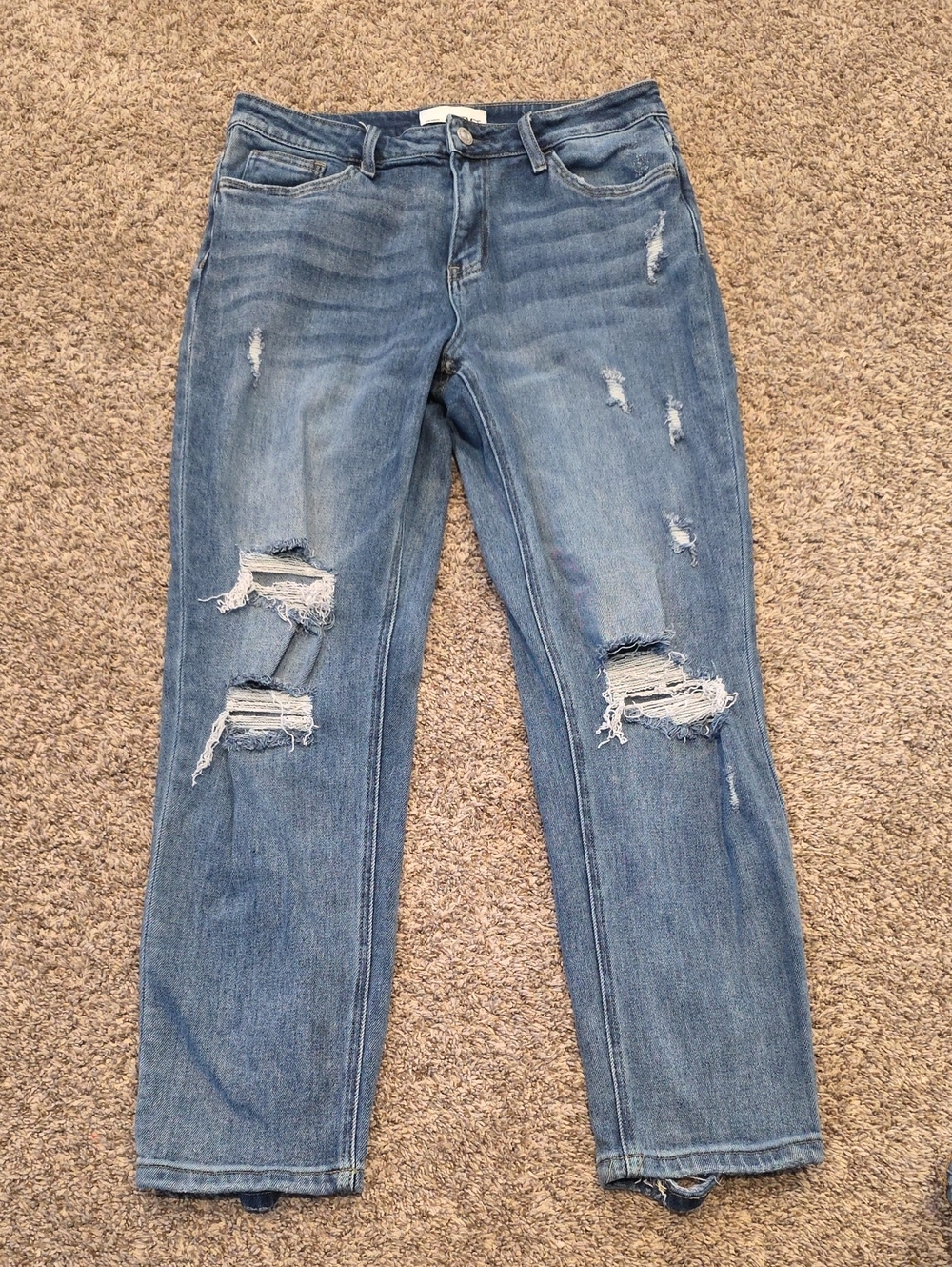 Vervet Classic Distressed Women's Blue Jeans - Casual Straight Leg